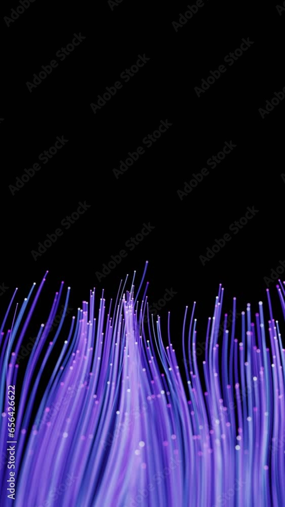 Poster flowing neon curve lines background, 3d rendering.