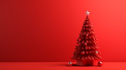 Celebrate the Holidays with a Radiant Christmas Pine Tree, Greeting Cards, and Festive Decorations in Red and Gold Xmas