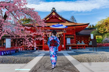 Papier Peint photo Mont Fuji Cherry Blossoms of Shrine"FUJISAN HONGU SENGENTAISHA " Fujinomiya City Japan