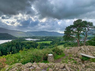 cloud day moody landscape of derwent water near keswick in the lake district 