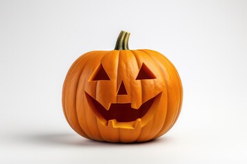 Halloween Pumpkin Against White Background, Capturing The Spooky Essence Of The Season