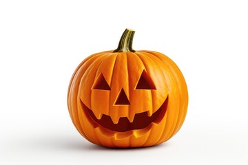 Halloween Pumpkin Against White Background, Capturing The Spooky Essence Of The Season