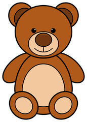Cartoon teddy bear icon. Cuddly toy bear illustration isolated on transparent background.