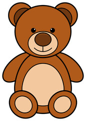 Cartoon teddy bear icon. Cuddly toy bear illustration isolated on transparent background.