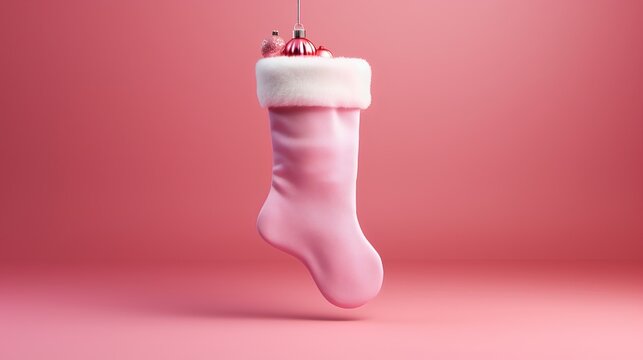 Festive Fluffiness: Hanging Christmas Stockings in Traditional Pink Socks Holiday Decor 