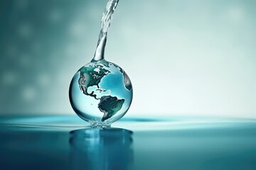 Water Drop From Tap For Water Saving, Promoting Conservation Efforts - obrazy, fototapety, plakaty
