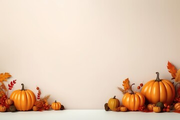 Thanksgiving Banner Featuring Halloween Decoration Elements In The Background