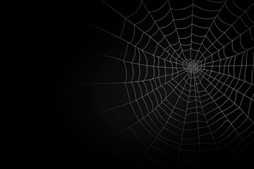 Spider Web Silhouette Against Black Wall, Fitting The Halloween Theme With Dark Background