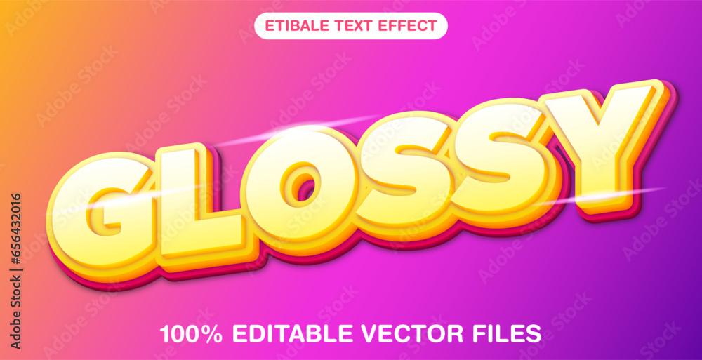Poster glossy 3d style editable text effect template