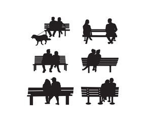 Couple On A Bench EPS, Couple EPS, Couple On A Bench Silhouette, Couple EPS Bundle Bench EPS