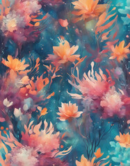 Obraz na płótnie Canvas Seamless floral background from colorful flowers. Generative AI.