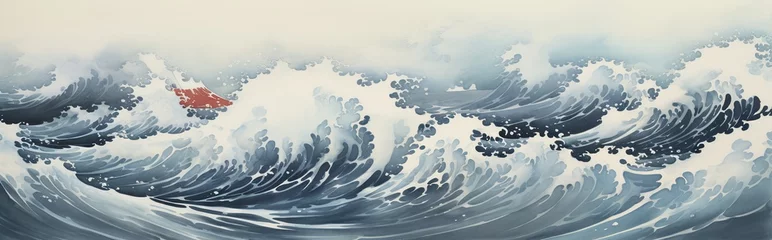 Poster illustration of foamy sea waves © nomesart