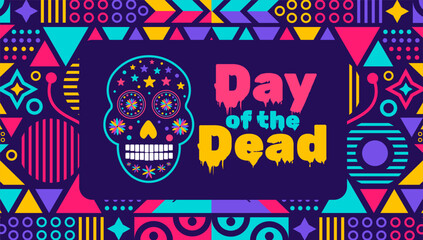 Day of the dead, Dia de los muertos, Día de Muertos colorful Mexican skull pattern background design template. traditional Mexican holiday poster, party flyer, greeting card, banner and background.