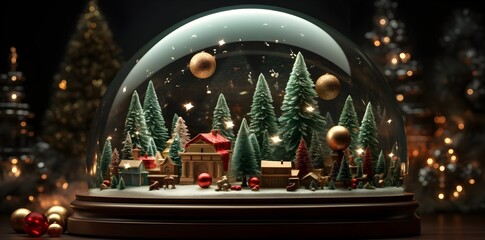Enchanted Winter Snow Globes with Sparkling Festive Scene. generative ai