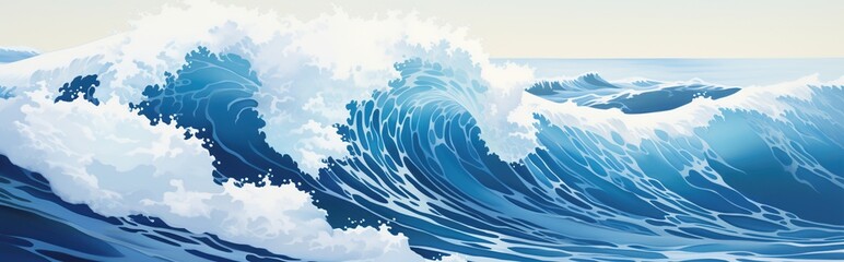 Fototapeta na wymiar illustration of foamy sea waves. 