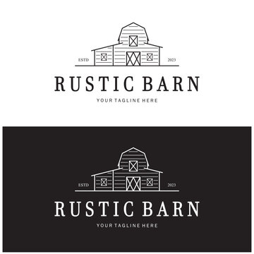 Vintage organic farmhouse or barn,warehouse, rustic barn and animal farmhouse logo design.