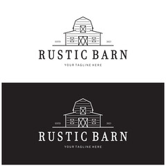 Vintage organic farmhouse or barn,warehouse, rustic barn and animal farmhouse logo design. - obrazy, fototapety, plakaty