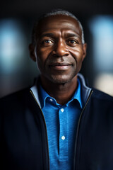 Portrait of a Confident Black Man in Casual Attire, Radiating Positivity with a Warm Smile