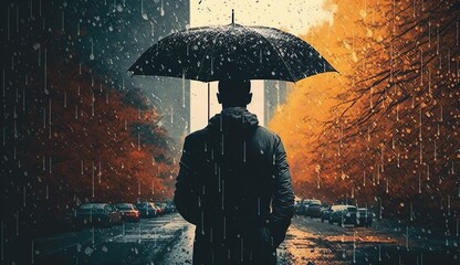 person under rain - obrazy, fototapety, plakaty