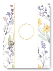 Watercolor floral illustration set yellow daisy frame collection. Border wedding template.