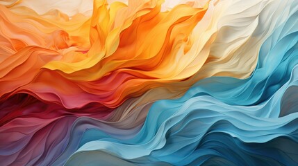 Colorful abstract wave pattern in shades of blue orange pink and purple Glossy vibrant background