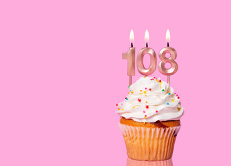 Birthday Cake With Candle Number 108