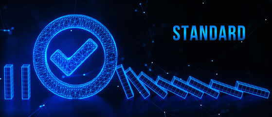 Standard quality control. Certification. Business, technology, internet and networking concept. 3d illustration