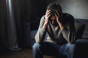 Depressed man, psychologist, depression, social problem, AI generated