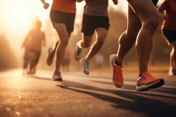 Runner races, healthy lifestyle, sports, sports, strong legs, running, healthy lifestyle, AI generated