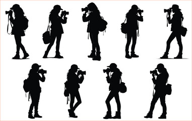 Girl photographer silhouette, silhouettes of women