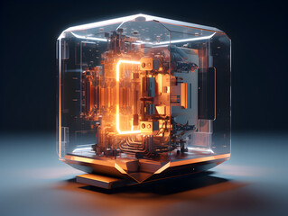 Data storage center. Quantum computing, database, cloud computing concept.