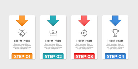4-steps or options infographic arrow design template. Vector illustration. - obrazy, fototapety, plakaty