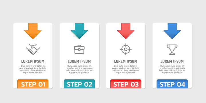 4-steps or options infographic arrow design template. Vector illustration.