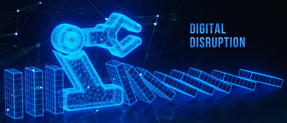 Digital disruption transformation innovation technology business internet concept. 3d illustration