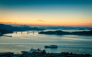 seascape view during sunset in Wando, South Korea. 