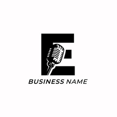 design logo creative microphone and letter E