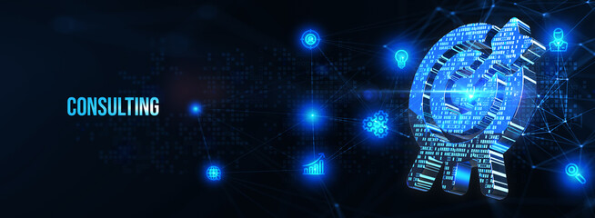 Business, Technology, Internet and network concept. Consulting Expert Advice Support Service. 3d illustration
