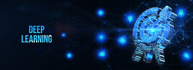 Deep learning artificial intelligence neural network. Technology, Internet and network concept. 3d illustration