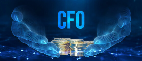 CFO - digital technology concept. Business, Technology, Internet and network concept. 3d illustration - obrazy, fototapety, plakaty