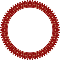 Vector gold with red round Turkish ornament. Ottoman circle, ring, frame.