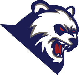 Giant panda Mascot logo Design. Brave Bear Face vector template. Panda Head design for Logo, polar bear Logo icon Sport Team logo design, Vector Template Illustration. Mascot Brave Grizzly Bear Logo