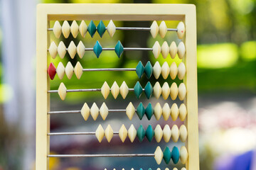 Wooden abacus, counting something the old way