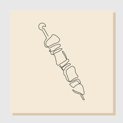 continuous single line sketch hand drawn drawing of turkish kebab. One line art concept of turkey food. Vector illustration