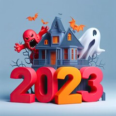 Tiny 3D House with a ghost in 2023