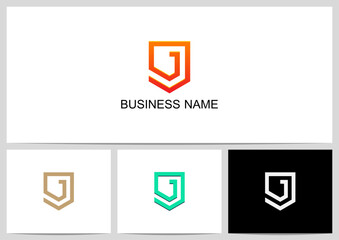 Shield With Letter Inside Logo Design Initial J