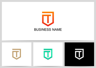 Shield With Letter Inside Logo Design Initial T