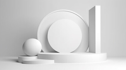 white podium abstract empty three-dimensional platform design.