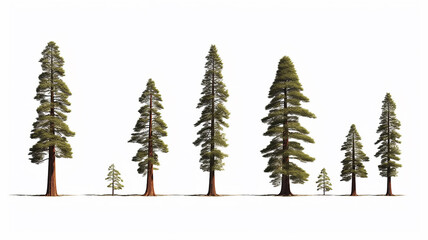 sequoia collection on a white background isolated. - obrazy, fototapety, plakaty
