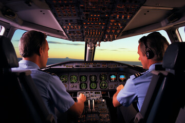 Two pilot on a cockpit of a commercial airlines