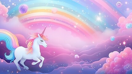 Pastel pink rainbow unicorn galaxy background with glitter and bokeh effects. Vector illustration of fantasy magic mermaid sky with stars and sparkles. Kawaii holographic abstract space design.